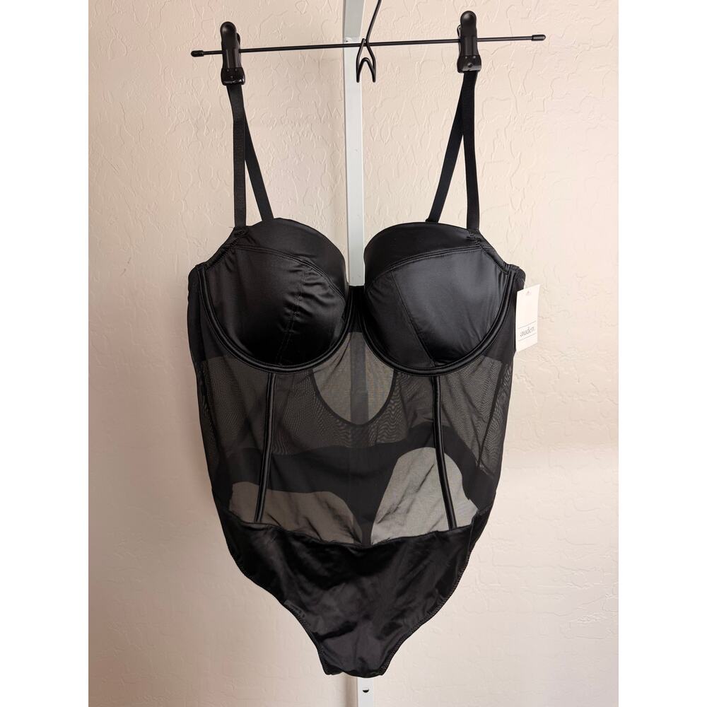 Auden Black Mesh Teddy Bodysuit XL NWT